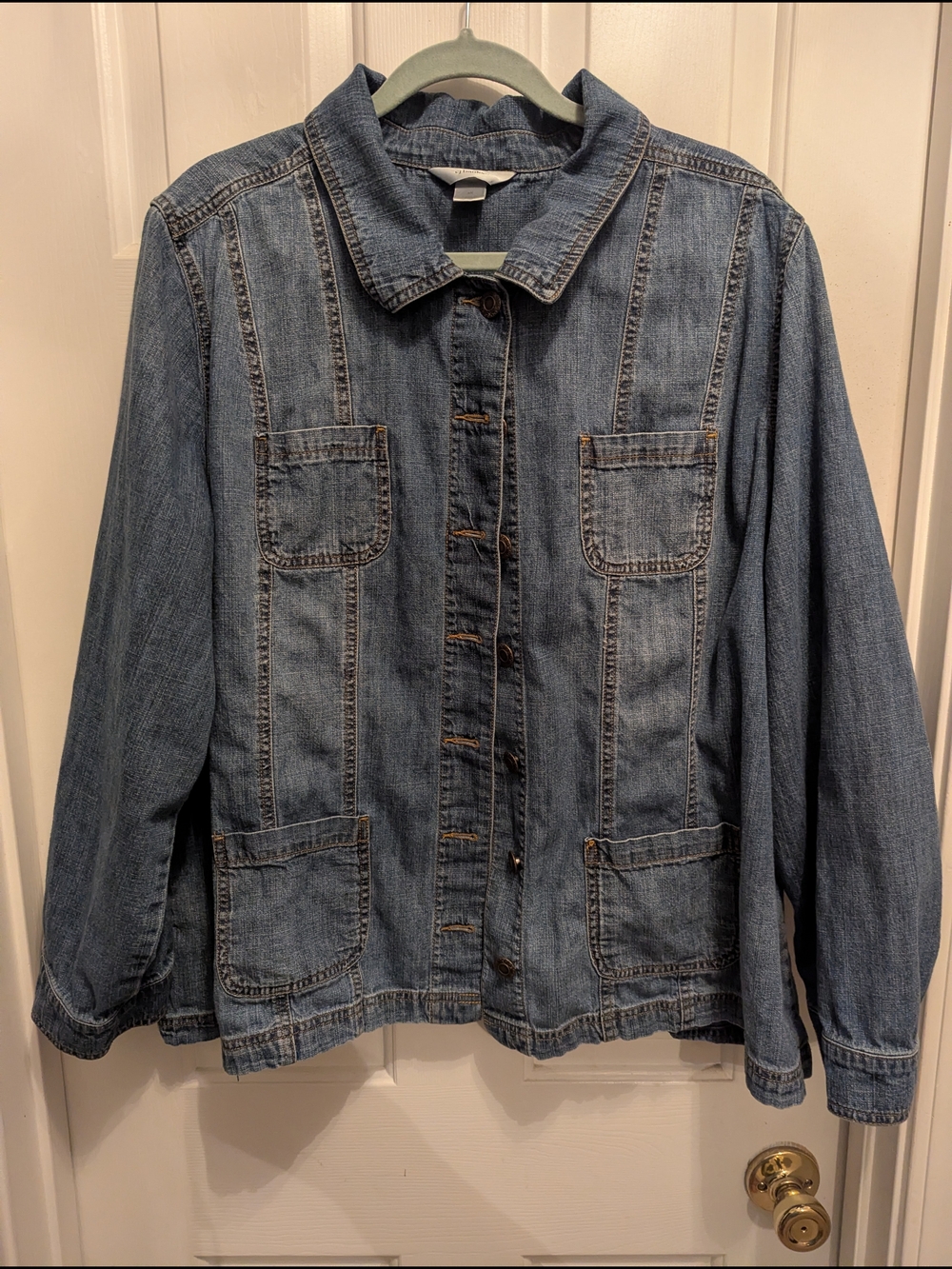 CJ Banks Light Blue Denim Jacket with Patch Pockets